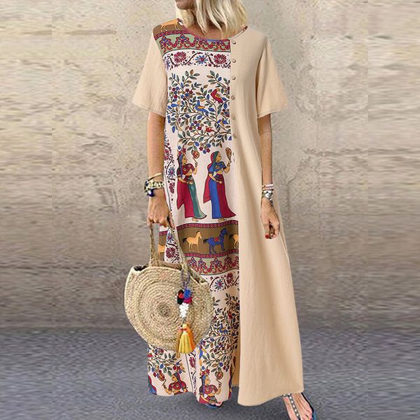 2020 women's printed round neck loose dress medium-length summer cool beach dress ladies casual loose, White;black
2020 women's printed round neck loose dress medium-length summer cool beach dress ladies casual loose, White;black