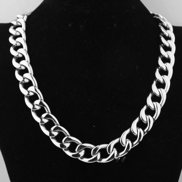 men's titanium steel stainless steel figaro nk chain thick money chain 19mm, Silver