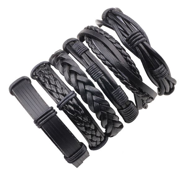 6pcs/set handmade ethnic tribal male bracelet wrap charming men jewelry black braided leather bracelets bangles, Golden;silver
6pcs/set handmade ethnic tribal male bracelet wrap charming men jewelry black braided leather bracelets bangles, Golden;silver