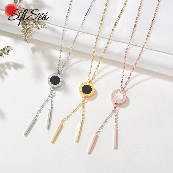 sifisrri brand stainless steel roman numeral necklace double-sided black white shell necklaces for women girls birthday gift, Silver
sifisrri brand stainless steel roman numeral necklace double-sided black white shell necklaces for women girls birthday gift, Silver