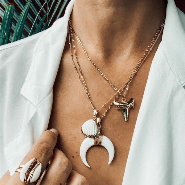 retro boho shell bull head crescent multilayer necklace for women gold color moon chains pendant necklaces party charm jewelry, Silver
retro boho shell bull head crescent multilayer necklace for women gold color moon chains pendant necklaces party charm jewelry, Silver