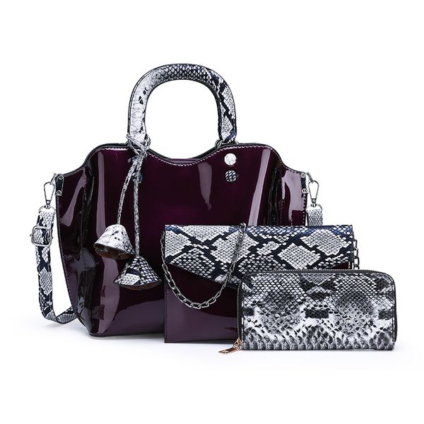 luxury patent leather handbags 3pcs women serpentine tote snake bag set shoulder bag purse fashion female bags 4 colors
luxury patent leather handbags 3pcs women serpentine tote snake bag set shoulder bag purse fashion female bags 4 colors