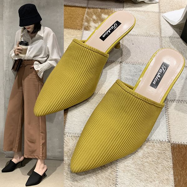 2020 new summer women's knitted sandals and half slippers korean version fashion wild high heels female shoes, Black
2020 new summer women's knitted sandals and half slippers korean version fashion wild high heels female shoes, Black