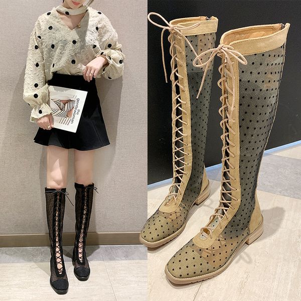 fashion novelty autumn winter knee high boots for women air mesh polka dot autumn boots round toe low big size shoes, Black
fashion novelty autumn winter knee high boots for women air mesh polka dot autumn boots round toe low big size shoes, Black