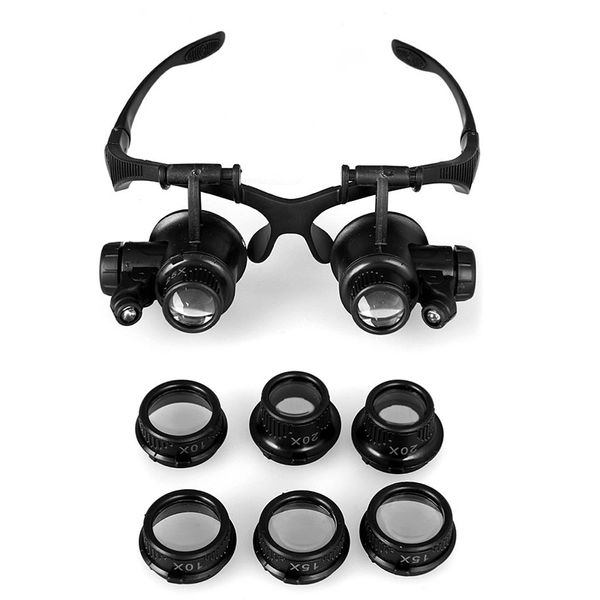 Magnifying Glasses Resin Lupa 10x 15x 20x 25x Eye Jewelry Watch Repair Magnifier Glasses With 2 Led Lights New Loupe Microscope