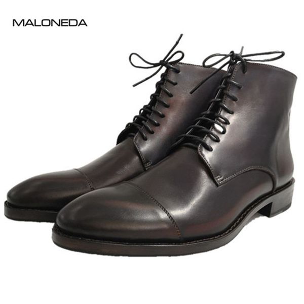 malonede fashion retro men's lace up short boots genuine leather sole handmade with goodyear welted leather boots, Black
malonede fashion retro men's lace up short boots genuine leather sole handmade with goodyear welted leather boots, Black