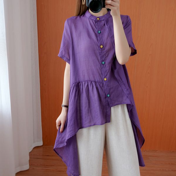 coigarsam cute cotton linen shirt womens new summer stand neck women shirts purple yellow 9039, White
coigarsam cute cotton linen shirt womens new summer stand neck women shirts purple yellow 9039, White