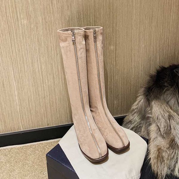 women knee-high boots flock stretch suede shoes plus size 22-26.5cm length autumn and winter square toe front zipper long boots, Black
women knee-high boots flock stretch suede shoes plus size 22-26.5cm length autumn and winter square toe front zipper long boots, Black