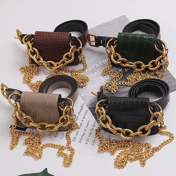 women designer metal gold chian belt animal skin pattern pocket street black belts new 2020 rock style khaki green brown, Black;brown
women designer metal gold chian belt animal skin pattern pocket street black belts new 2020 rock style khaki green brown, Black;brown
