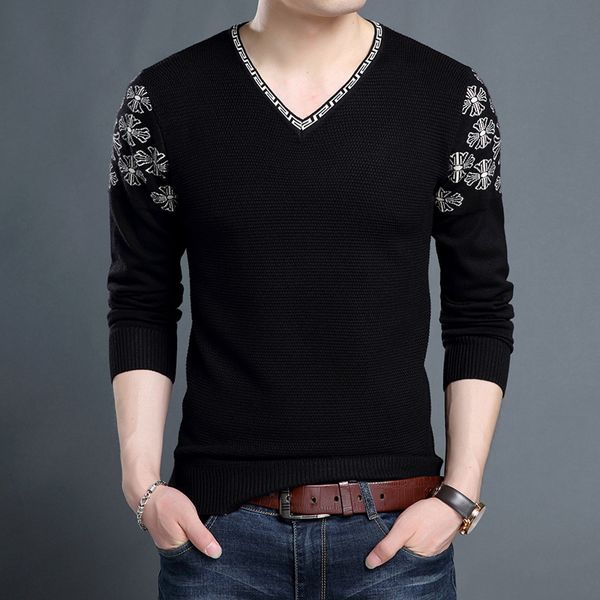 men's sweaters style wear, long sleeved knitted sweater, v striped sweater, White;black
men's sweaters style wear, long sleeved knitted sweater, v striped sweater, White;black