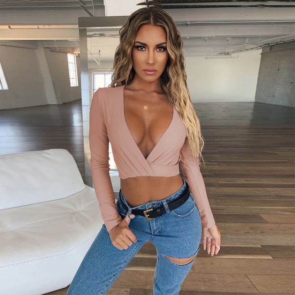 european and american deep v elastic slim long-sleeved short shirt autumn and winter cross-border womens 9825, Black;gray
european and american deep v elastic slim long-sleeved short shirt autumn and winter cross-border womens 9825, Black;gray