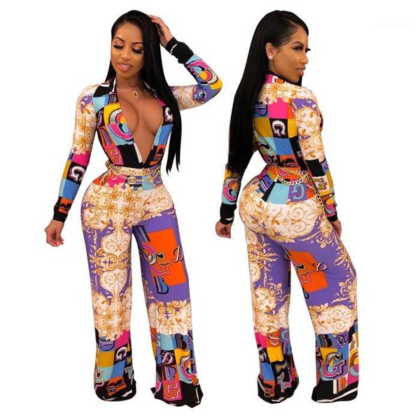 long sleeve fashion style v neck pants night club female clothing 2020ss womens summer floral print jumpsuits, Black;white
long sleeve fashion style v neck pants night club female clothing 2020ss womens summer floral print jumpsuits, Black;white