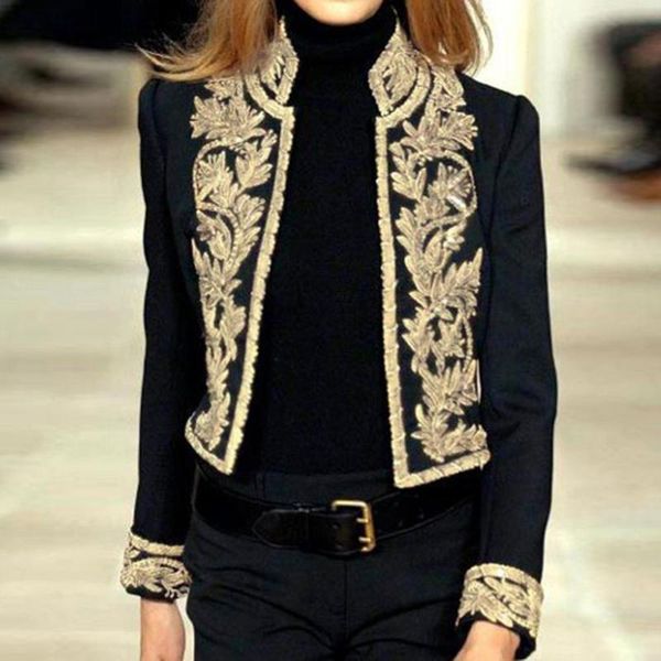 blazer mujer 2020 women embroidery long sleeve open front mandarin collar short casual ladies office wear coat blazer noir a1, White;black
blazer mujer 2020 women embroidery long sleeve open front mandarin collar short casual ladies office wear coat blazer noir a1, White;black