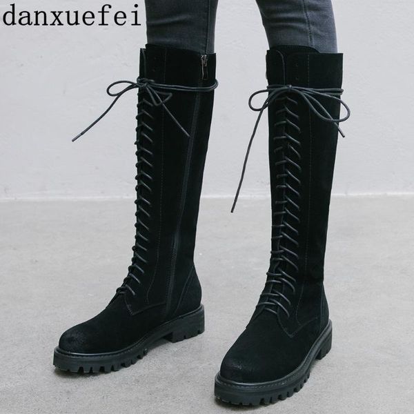 boots women's natural suede leather flats knee high lace-up knight winter warm plush long quality shoes women, Black
boots women's natural suede leather flats knee high lace-up knight winter warm plush long quality shoes women, Black