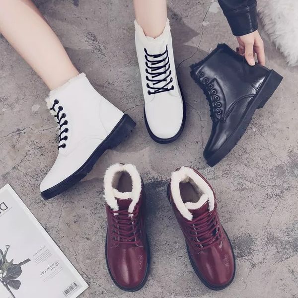 2020 warm ankle boots winter boots women rubber work shoes warm fur snow women wear-resistant sneakers black
