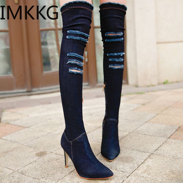 hollow out over knee boots women denim pointed toe gladiator cowgirl long boot woman stiletto shoes female botas mujer, Black
hollow out over knee boots women denim pointed toe gladiator cowgirl long boot woman stiletto shoes female botas mujer, Black