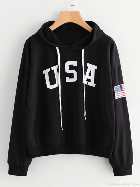 hoodies teenager casual sweatshirts wear female clothing american flag usa letters womens, Black
hoodies teenager casual sweatshirts wear female clothing american flag usa letters womens, Black