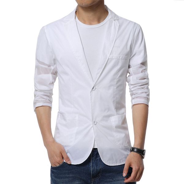 men's suits & blazers blazer spring and summer casual pure white small suit thin breathable sunscreen jacket fashion trend, White;black
men's suits & blazers blazer spring and summer casual pure white small suit thin breathable sunscreen jacket fashion trend, White;black