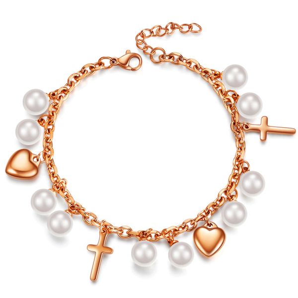 fashion love cross imitation pearl women's bracelet stainless steel cute pendant bracelet jewelry accessories gift, Golden;silver
fashion love cross imitation pearl women's bracelet stainless steel cute pendant bracelet jewelry accessories gift, Golden;silver