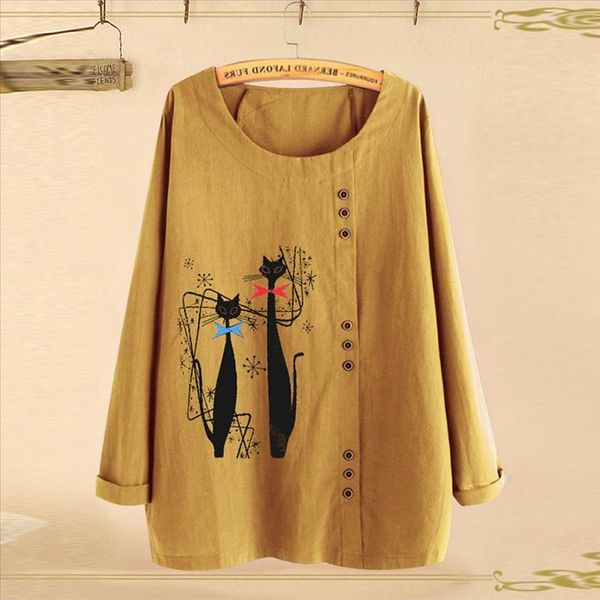 women long sleeves blouses shirts autumn casual o neck cat print loose blouse plus size fall women shirts camisas feminina, White
women long sleeves blouses shirts autumn casual o neck cat print loose blouse plus size fall women shirts camisas feminina, White