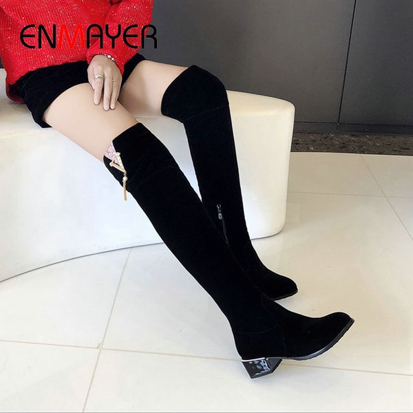 enmayer 2020 faux suede slim boots fashion round toe over the knee boots square heel winter women women shoes 34-43, Black
enmayer 2020 faux suede slim boots fashion round toe over the knee boots square heel winter women women shoes 34-43, Black