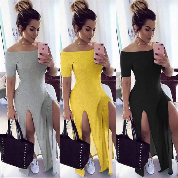 slash neck loose spilt spring summer short sleeve womens designer dresses irregular high waist solid color ladies casual dresses, Black;gray
slash neck loose spilt spring summer short sleeve womens designer dresses irregular high waist solid color ladies casual dresses, Black;gray