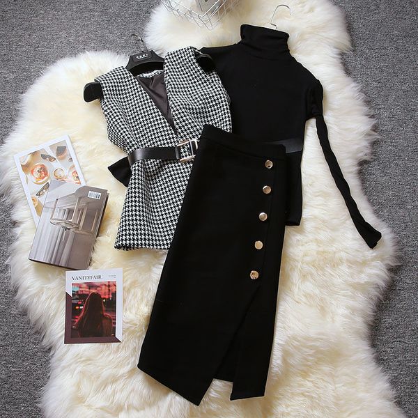 with belt 3 pcs women autumn spring clothing set fashion knitted sweaters and tweed plaid vest elegant skirts suit sets ns687, White
with belt 3 pcs women autumn spring clothing set fashion knitted sweaters and tweed plaid vest elegant skirts suit sets ns687, White