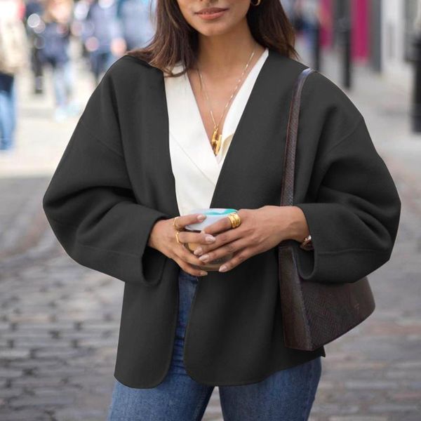 women's wool & blends 2021 winter women cardigan solid color casual warm overcoat fashion ladies slim double-face woolen, Black
women's wool & blends 2021 winter women cardigan solid color casual warm overcoat fashion ladies slim double-face woolen, Black