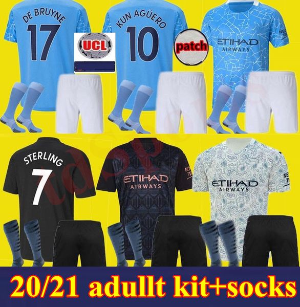 men kit 20 21 manchester kun aguero city soccer jerseys 2020 2021 sterling mahrez football shirts de bruyne kit full set uniform, Black 
men kit 20 21 manchester kun aguero city soccer jerseys 2020 2021 sterling mahrez football shirts de bruyne kit full set uniform, Black