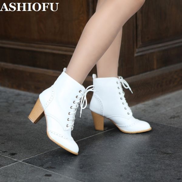 ashiofu new handmade retro-style women's high heel boots cross-shoelace party ankle booties large size daily wear fashion boots, Black
ashiofu new handmade retro-style women's high heel boots cross-shoelace party ankle booties large size daily wear fashion boots, Black