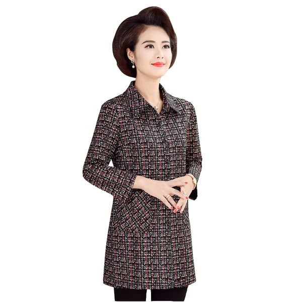 mother's spring long-sleeved clothes new spring fashion loose medium long plaid trench coat ladies summer plus size thin coats, Tan;black 
mother's spring long-sleeved clothes new spring fashion loose medium long plaid trench coat ladies summer plus size thin coats, Tan;black