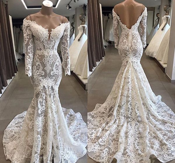 luxury vintage full lace long sleeves plus size mermaid wedding dresses off shoulder sweetheart open back wedding dress bridal gowns robe, White
luxury vintage full lace long sleeves plus size mermaid wedding dresses off shoulder sweetheart open back wedding dress bridal gowns robe, White