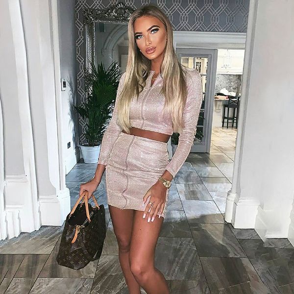 women's tracksuits two piece set women long sleeve solid color mini dress 2 clubwear party crop top, Gray
women's tracksuits two piece set women long sleeve solid color mini dress 2 clubwear party crop top, Gray