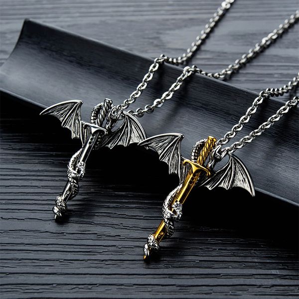 men's necklace wing sword pendant gold necklace men stainless steel hip hop chian pendant jewelry on the neck wholesale, Silver
men's necklace wing sword pendant gold necklace men stainless steel hip hop chian pendant jewelry on the neck wholesale, Silver