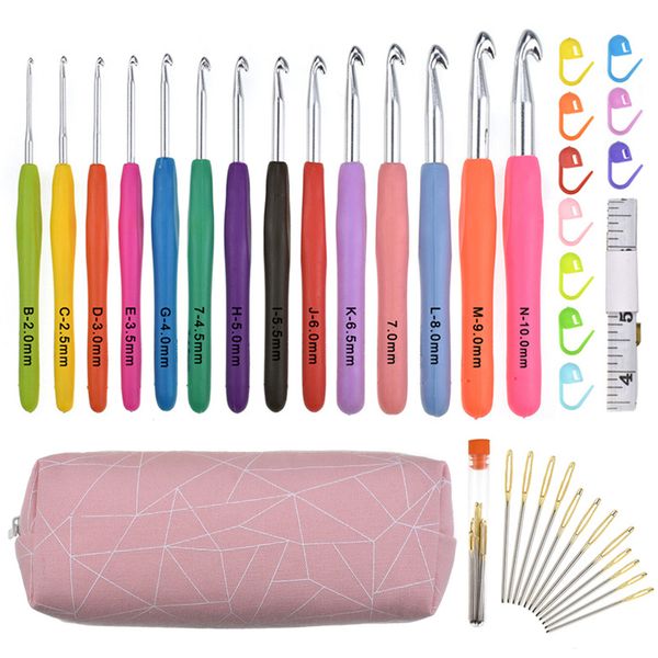 14 pcs ergonomic extra long sewing needles soft grip handles crochet hooks set
14 pcs ergonomic extra long sewing needles soft grip handles crochet hooks set