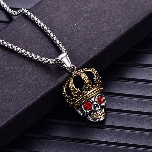 stainless steel men's skull pendant necklace with red eyes halloween gifts for him, Silver
stainless steel men's skull pendant necklace with red eyes halloween gifts for him, Silver