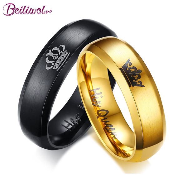 fine crown wedding rings for women his queen & her king men couple jewelry black gold-color titanium steel drop shipping gift, Slivery;golden
fine crown wedding rings for women his queen & her king men couple jewelry black gold-color titanium steel drop shipping gift, Slivery;golden