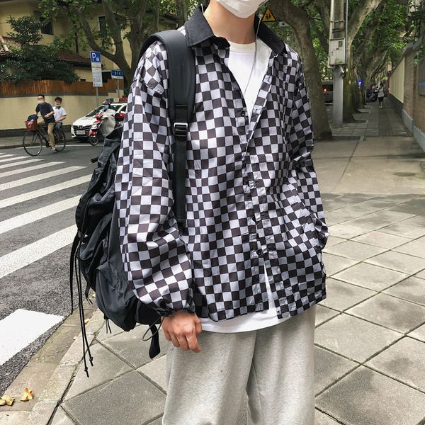 autumn plaid shirt men's fashion contrast color retro casual shirt men streetwear wild loose korean long-sleeved shirts mens, White;black
autumn plaid shirt men's fashion contrast color retro casual shirt men streetwear wild loose korean long-sleeved shirts mens, White;black