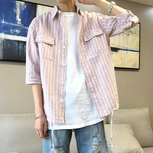 men's casual shirts 2021spring and summer youth vertical stripes color matching single-breasted short-sleeved shirt fashion, White;black
men's casual shirts 2021spring and summer youth vertical stripes color matching single-breasted short-sleeved shirt fashion, White;black