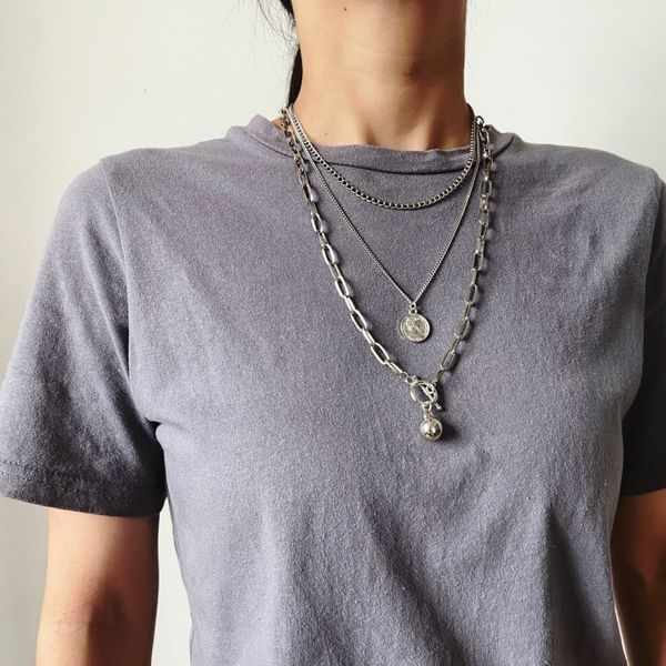 punk rock multi layer round coin ball pendant necklaces silver color metal cool long chain necklace for women party jewelry
punk rock multi layer round coin ball pendant necklaces silver color metal cool long chain necklace for women party jewelry