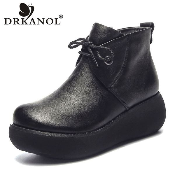 boots drkanol genuine leather women autumn fashion retro handmade side zipper wedges platform casual ankle for, Black
boots drkanol genuine leather women autumn fashion retro handmade side zipper wedges platform casual ankle for, Black
