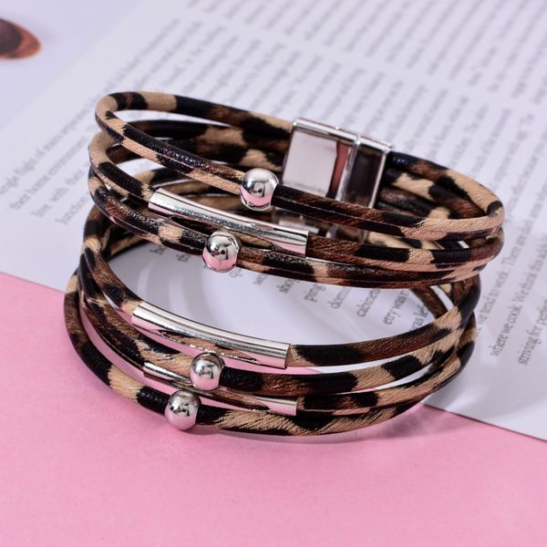 new silver color personality magnetic buckle bracelet women men leopard print leather bracelets simple bangle jewelry, Black
new silver color personality magnetic buckle bracelet women men leopard print leather bracelets simple bangle jewelry, Black
