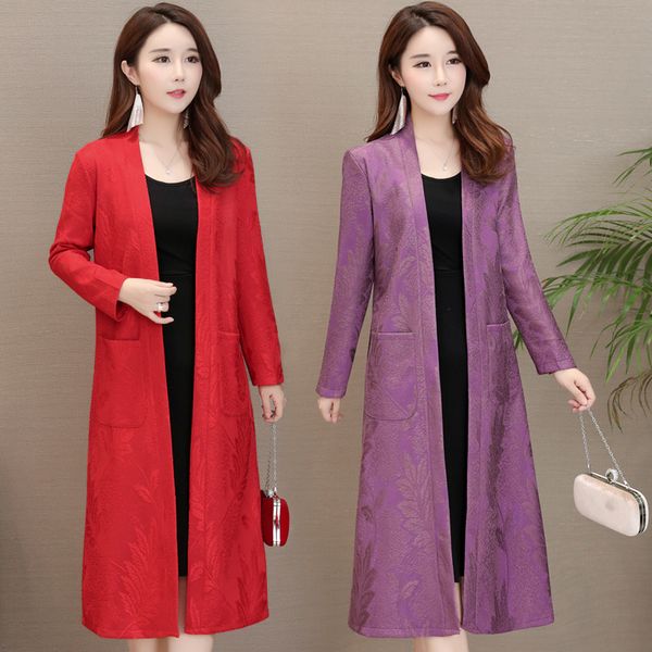 new spring and autumn medium length lace windbreaker temperament long sleeve over knee with large women's thin coat long coat, Black
new spring and autumn medium length lace windbreaker temperament long sleeve over knee with large women's thin coat long coat, Black