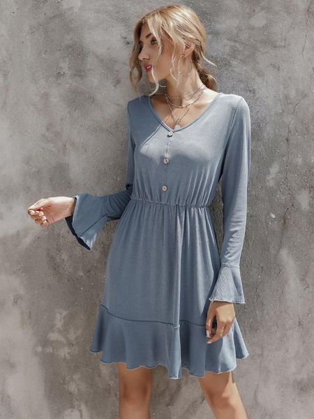 elegant autumn 2020 long sleeve solid women party dress solid ruffles v neck vestidos womens clothing y0806a, Black;gray
elegant autumn 2020 long sleeve solid women party dress solid ruffles v neck vestidos womens clothing y0806a, Black;gray