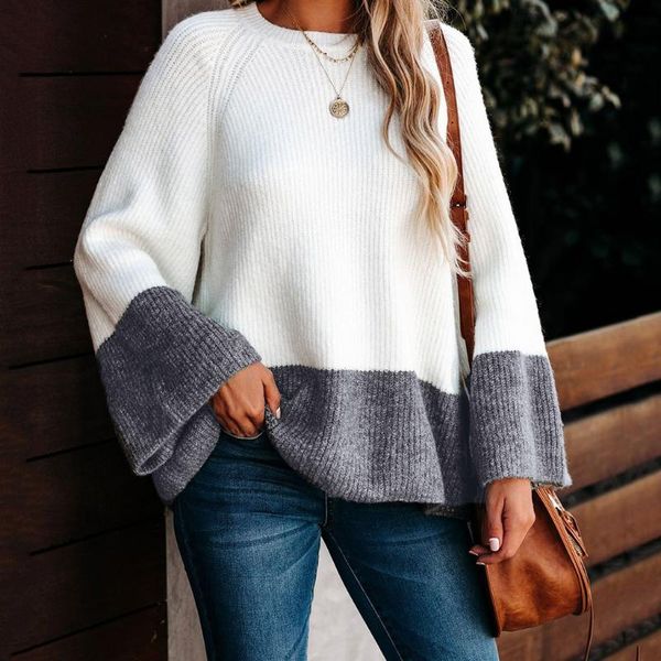 2020 winter new sweater women knitted stitching patchwork pullover female personality fashion warm pullover sweater au4, White;black
2020 winter new sweater women knitted stitching patchwork pullover female personality fashion warm pullover sweater au4, White;black
