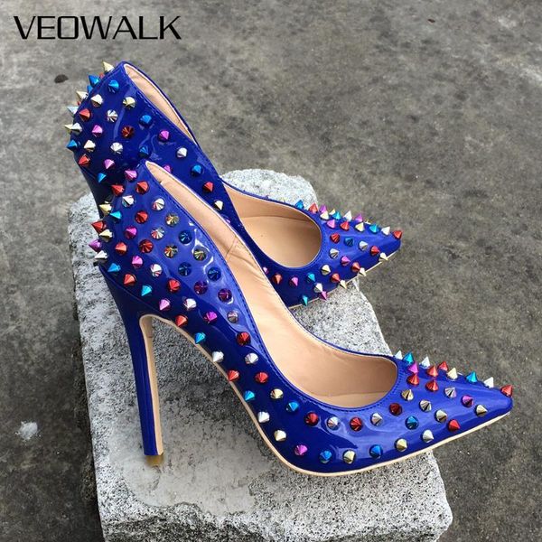 veowalk patent leather high heels shoes pointed toe women pumps rivet studded for party dress stiletto woman customized accept, Black
veowalk patent leather high heels shoes pointed toe women pumps rivet studded for party dress stiletto woman customized accept, Black