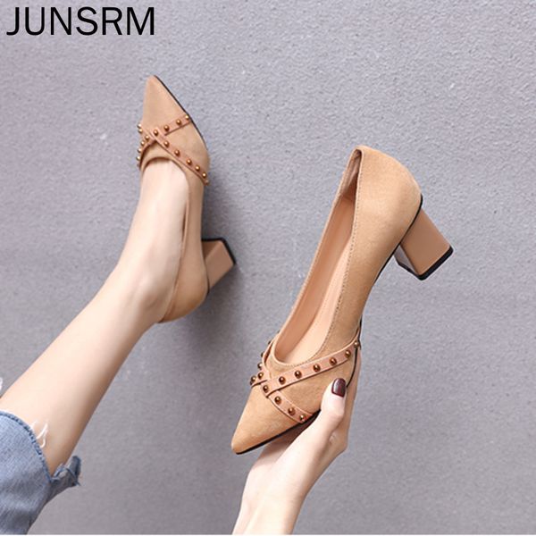 fashion women high heels pointed toe square heel office pumps dress ladies designer red nude shallow shoes rivet woman shoe, Black
fashion women high heels pointed toe square heel office pumps dress ladies designer red nude shallow shoes rivet woman shoe, Black