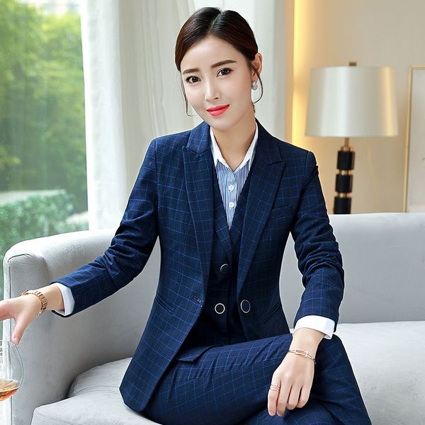 women's business suit suit 2020 autumn lattice slim long sleeve small jacket temperament casual nine pants and skirt, White
women's business suit suit 2020 autumn lattice slim long sleeve small jacket temperament casual nine pants and skirt, White