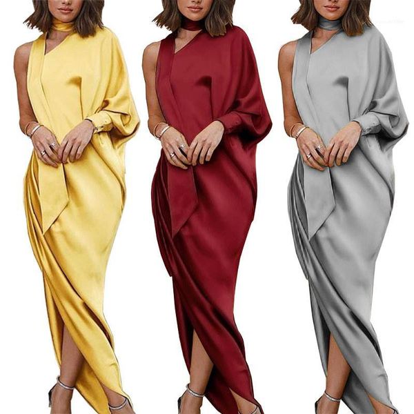 color spilt irregular party dresses long sleeve halter maxi dresses one shoulder womens summer dresses solid, Black;gray
color spilt irregular party dresses long sleeve halter maxi dresses one shoulder womens summer dresses solid, Black;gray