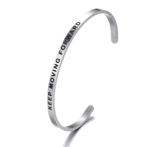 fashion bracelet for women female inspirational mantra band bracelets engraved keep moving forward stainless steel, Black
fashion bracelet for women female inspirational mantra band bracelets engraved keep moving forward stainless steel, Black